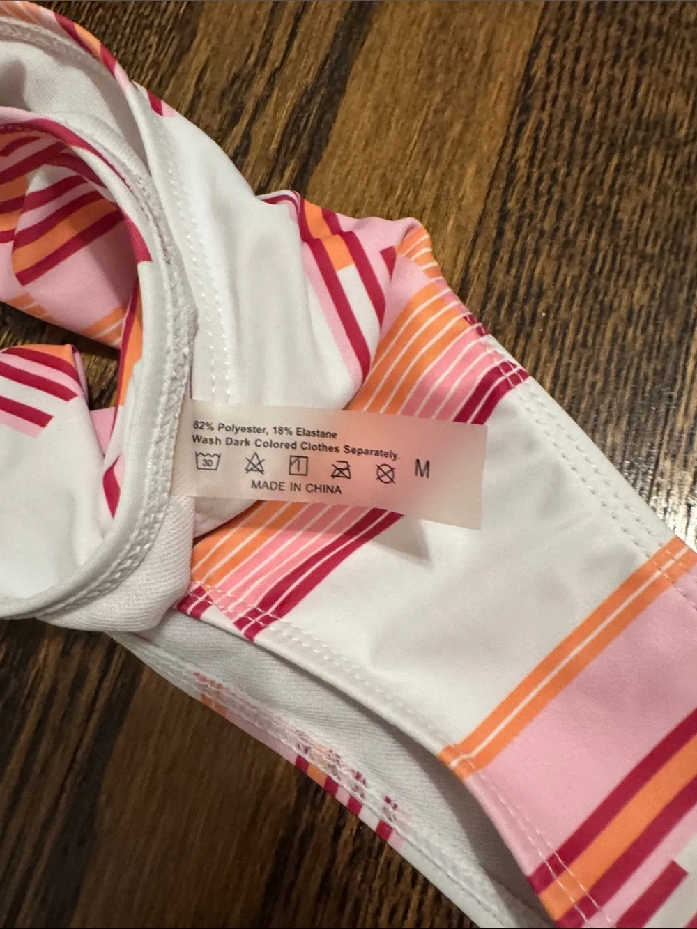 SHEIN Pink and Coral Striped Tie-Front Bikini